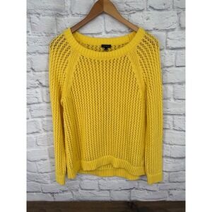 Talbots Yellow Open Knit Sweater XL Cottagecore Coastal Grandma Spring Pullover
